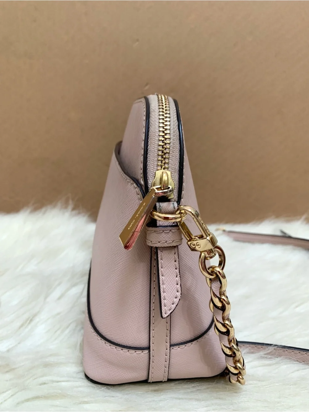 Michael Kors Soft Pink Saffiano Leather Charm Dome Chain Crossbody - Picture 12 of 16